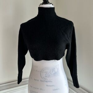 ZARA Black Cropped Mock Neck Sweater – Size S